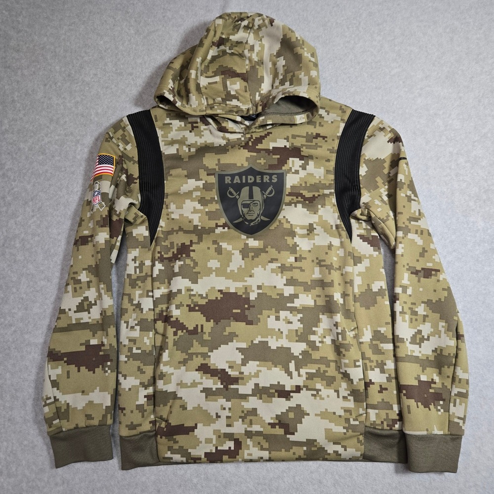 Nike LV Raiders Salute to Service Hoodie Kid XL Camo Dri-FIT Sweatshirt on Field